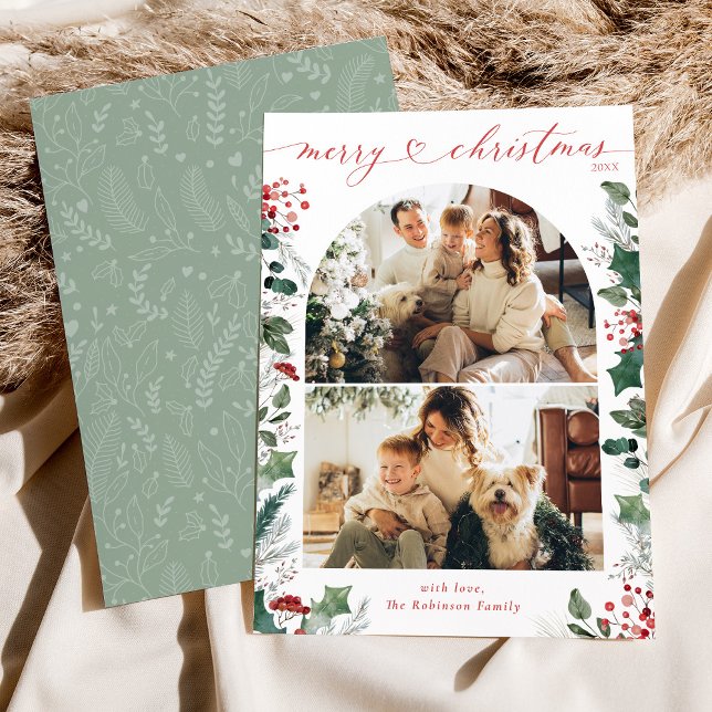 Elegant Typography Family Photos-julkort Julkort (Skapare uppladdad)