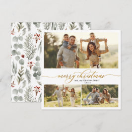 Elegant Typography Foliage 3 Multi Photo jul Julkort