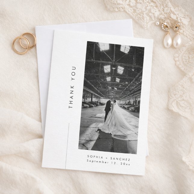 Elegant Typography Formal Wedding Photo Tack Kort (Skapare uppladdad)