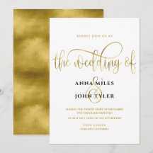 Elegant Typography Gold Foil Bröllop