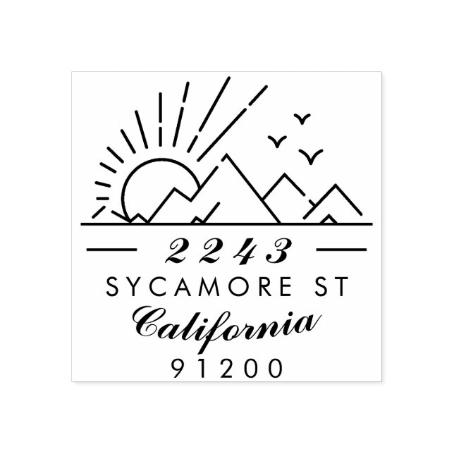 Elegant Typography Mountain Sunset Returadress Stämpel (Tryck)
