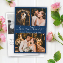 Elegant Typography Navy Photo Collage Tack