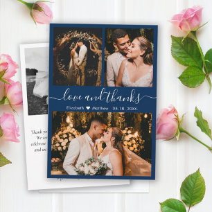 Elegant Typography Navy Photo Collage Tack Kort