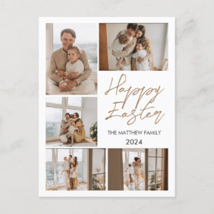 Elegant Typography Påsk Family Photo Collage Helg Vykort