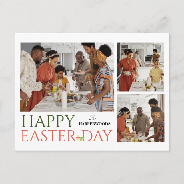 Elegant Typography Påsk, trefoto Helg Vykort (Framsida)