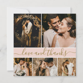 Elegant Typography Photo Collage Bröllop Tack Kort