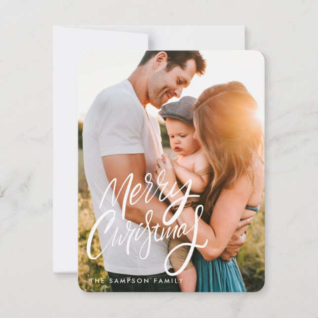 Elegant Typography Photo jul-Helgdag Card Julkort (Framsida)