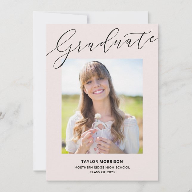 Elegant Typography Rosa & Black Studentfest Inbjudningar (Framsida)