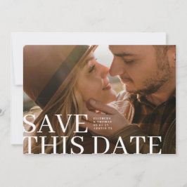 Elegant Typography Save This Date & Photo Wedding Spara Datumet
