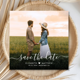 Elegant Typography Script Modern One Photo Bröllop Spara Datumet