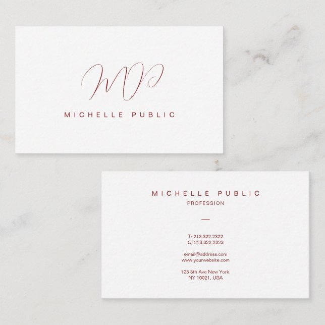 Elegant Typography Script Monogram Initial Oceania Visitkort (Fram/baksida)