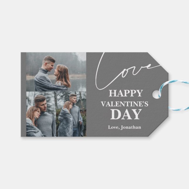 Elegant Typography Valentines day-par foto Presentetikett (Framsidan (Horisontell))
