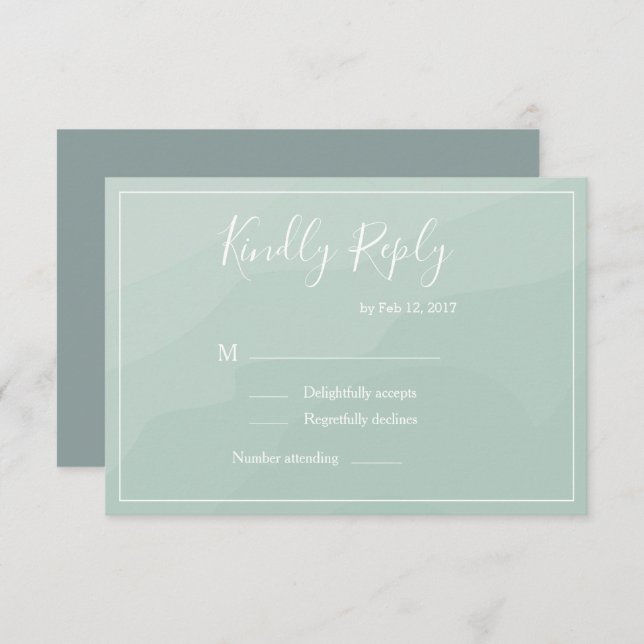 Elegant typs turkos vattenfärg bröllops-rsvp inbjudningar (Fram/baksida)