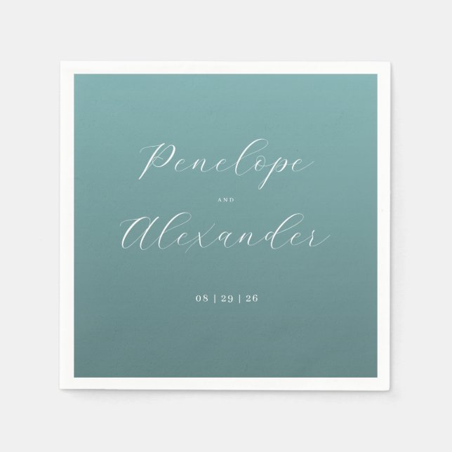 Elegant typsnitt i teal färg pappersservett (Framsidan)