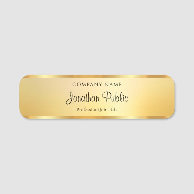 Elegant typsnitt skript mall Glamour Guld Namnbricka (Framsida)