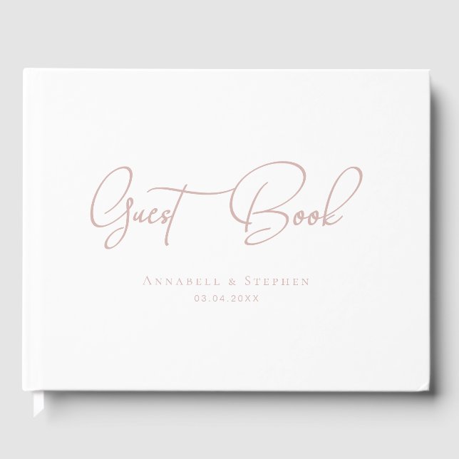 Elegant, typsnitt, vitt, Bröllop Guest Bok (Framsida)