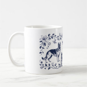 Elegant tysk schäferkonst mugg – Blommande blå hun