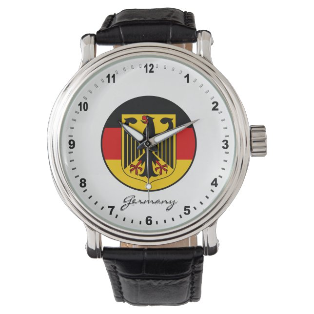 Elegant Tyskland Watch & German Flagga / Deutschla Armbandsur (Framsida)