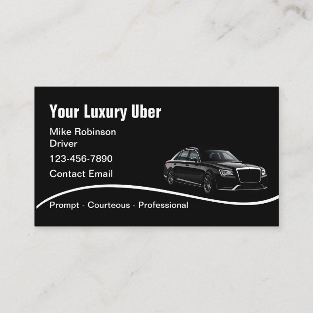 Elegant Uber-förare Glansig Visitkort (Framsida)
