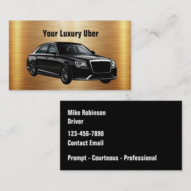 Elegant Uber-förare Ride Hailing Visitkort (Fram/baksida)