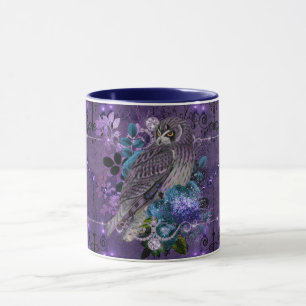 Elegant uggla blommigt vintage- och juveler mugg