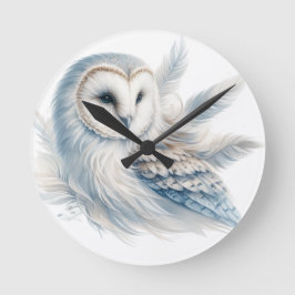 Elegant Uggla i vattenfärg Rund Klocka