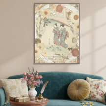 Elegant Ukiyoe-kollagekonst – Vintage JP-skönhet
