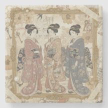 Elegant Ukiyoe-kollagekonst – Vintage JP Skönhetss