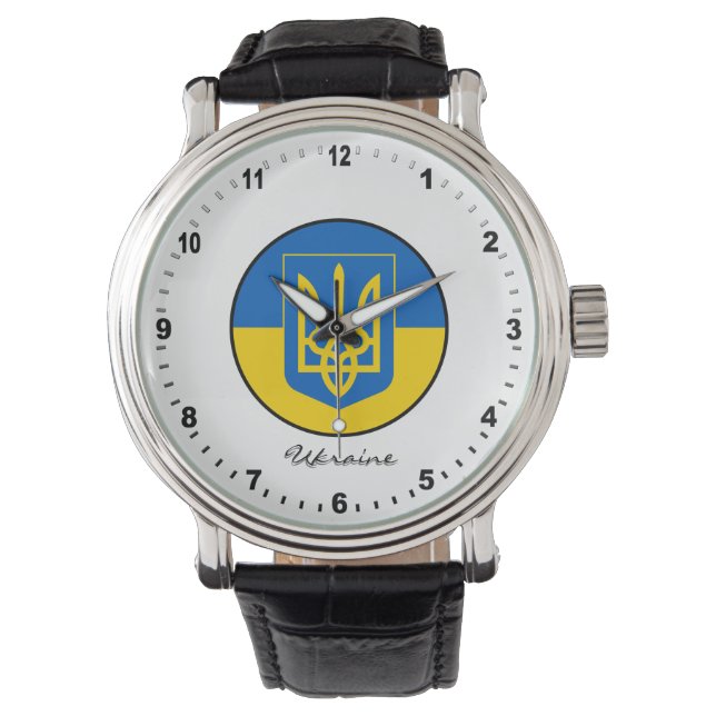 Elegant Ukraina Watch & Ukrainas Flagga/Kiev Armbandsur (Framsida)