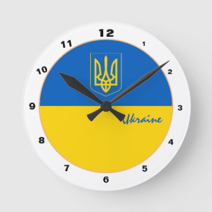 Elegant Ukrainas Flagga, trendig Ukraina Hemdesign Rund Klocka
