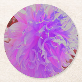 Elegant Ultra-Violet Decorative Dahlia Flower Underlägg Papper Rund