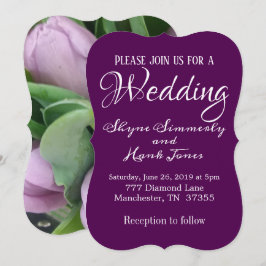 Elegant Ultra Violet Lila Blommigt Bröllop Inbjudningar