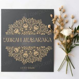 Elegant Umrah Mubarak Greeting Card - Guld Islamic Anteckningskort