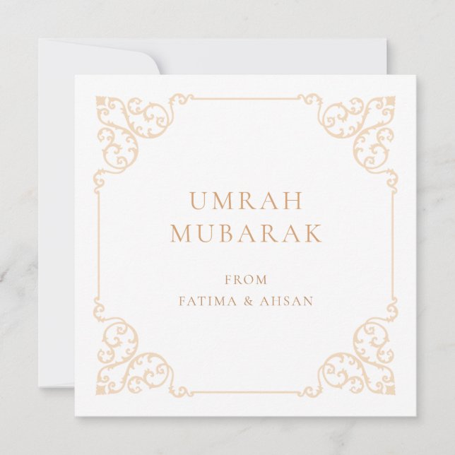 Elegant Umrah Mubarak Guldskrift Lyckönskningskort Julkort (Framsida)