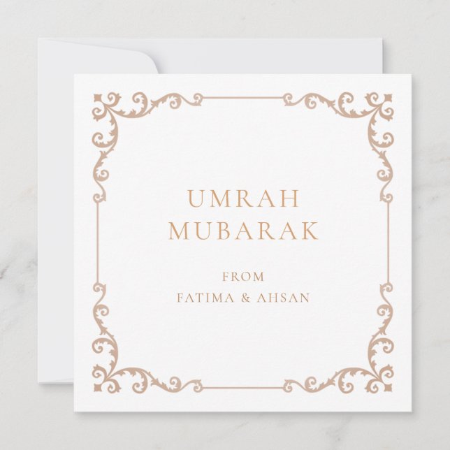 Elegant Umrah Mubarak Rustic Brown Greeting Card Julkort (Framsida)