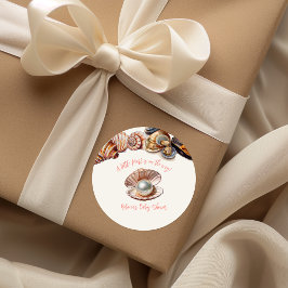 Elegant under Sea Girl Pearl Baby Shower Runt Klistermärke