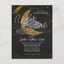 Elegant under Stars Guld Måne Glam Quinceanera