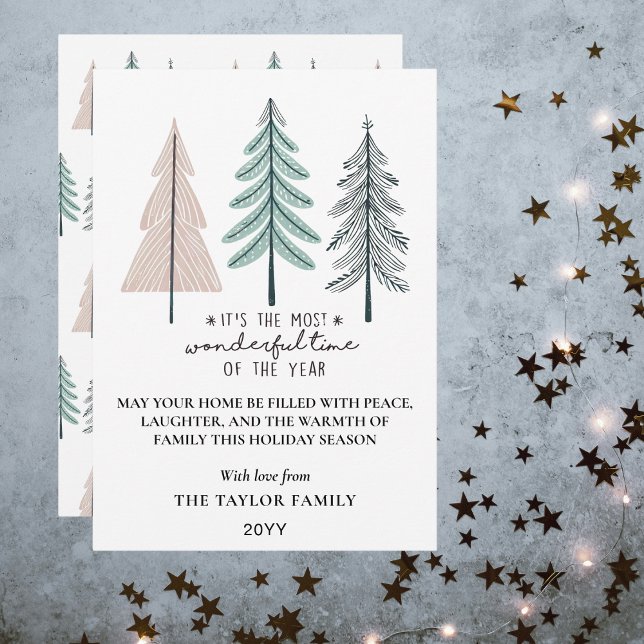 Elegant Underbar tid Julgranar Julkort (Elegant Most Wonderful Time Christmas Trees Holiday Card
)