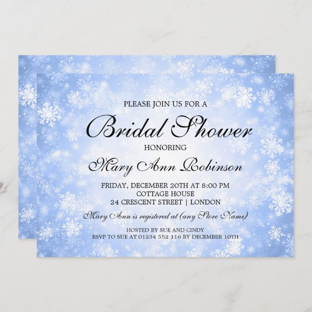 Elegant underland för möhippablåttvinter inbjudningar (Fram/baksida)