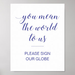 Elegant Underteckna vår guldmarinblå Bröllop Poster