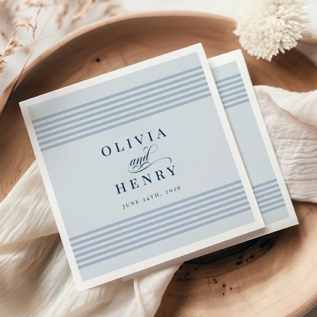 Elegant Undertecknande av kustblått Rand Bröllop Pappersservett (Skapare uppladdad)