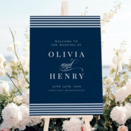 Elegant Undertecknande av kustblått Rand Bröllop Poster