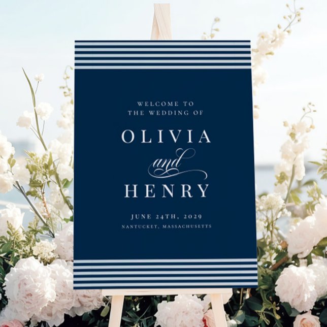 Elegant Undertecknande av kustblått Rand Bröllop Poster (Skapare uppladdad)