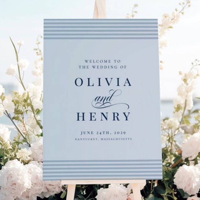 Elegant Undertecknande av kustblått Rand Bröllop Poster (Skapare uppladdad)