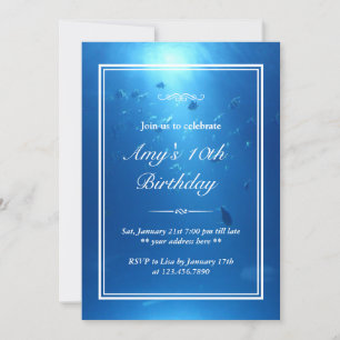 Elegant Undervattenstema Födelsedagsfesten Inbjuda Inbjudningar