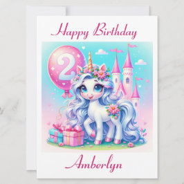 Elegant Unicorn 2-Year Old Birthday Card