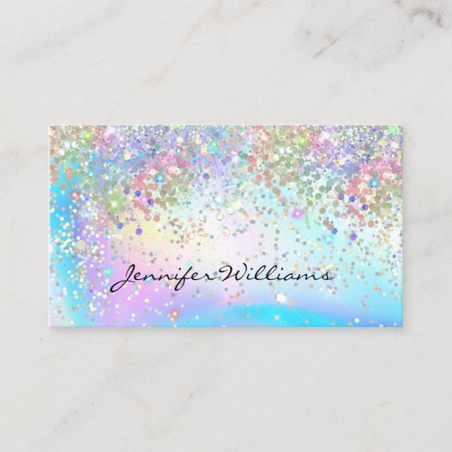 Elegant Unicorn HoloGrapcs Glitter Sparkles Visitkort (Framsida)