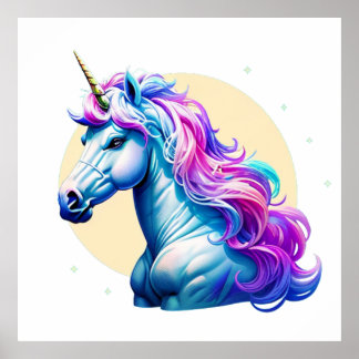 Elegant Unicorn Porträtt Poster