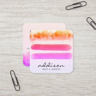 Elegant Unicorn Rosa Guld Watercolor Strokes Fyrkantigt Visitkort