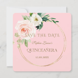 Elegant Unik  Cream Blommigt Guld Quinceañera Spara Datumet